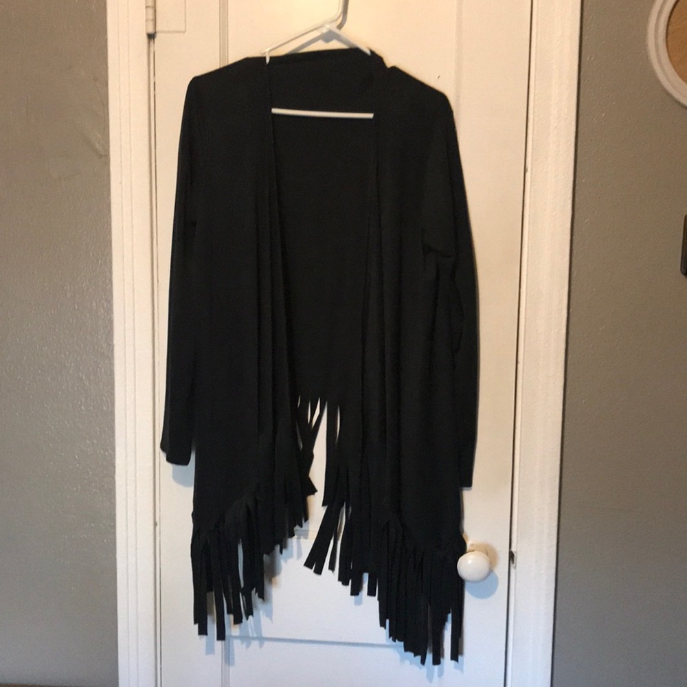 Beautiful black fringed cardigan EUC
