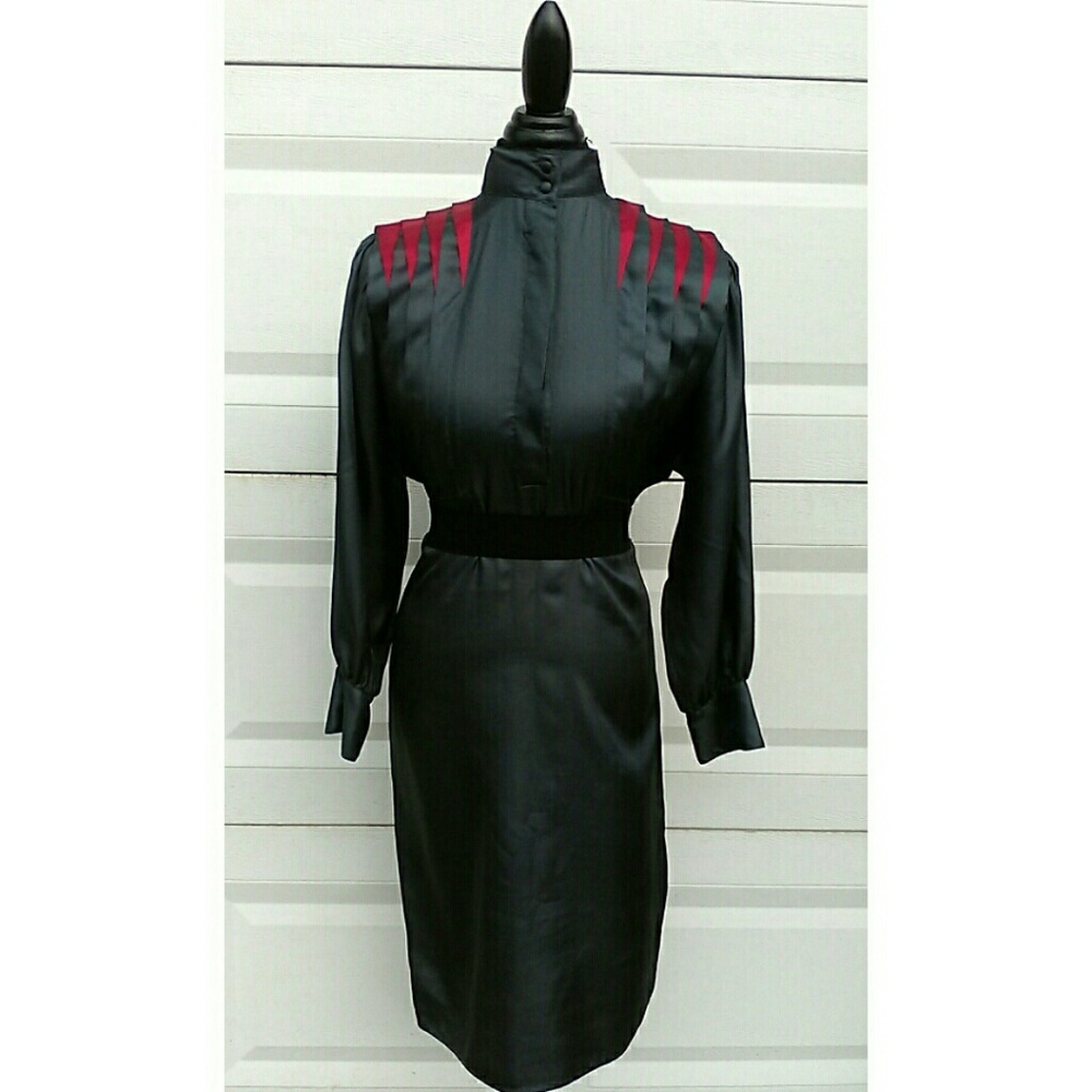 Charcoal and Red Vintage Dress