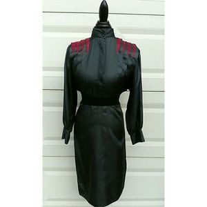 Charcoal and Red Vintage Dress