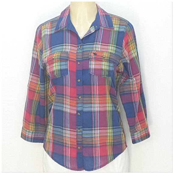 Abercrombie & Fitch Tops - ABERCROMBIE & FITCH, Plaid Button Up Top, size Lg