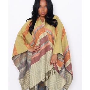Multi colored poncho
