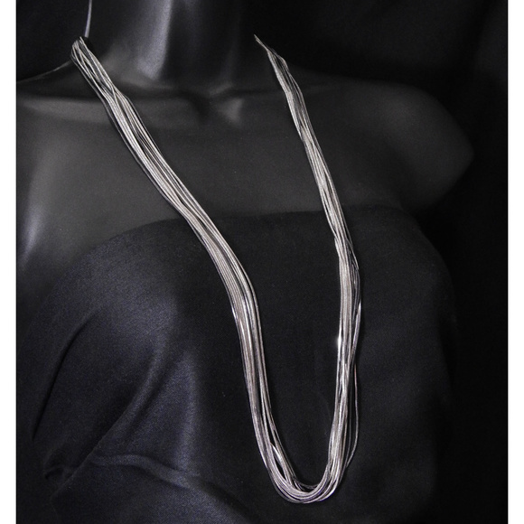 NWT silver and grey long necklace, AWESOME WHBMN18 - Picture 4 of 5