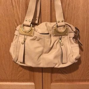 Beige leather purse