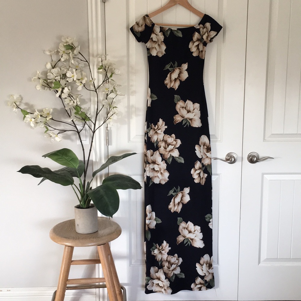 Black floral maxi.