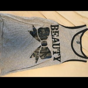 Cute grey and black work out tank top