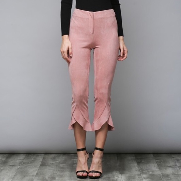 Mauve Faux-suede pants - Picture 1 of 2