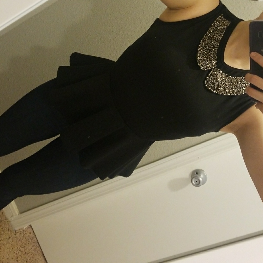 Peplum jeweled collar top, New with tags!
