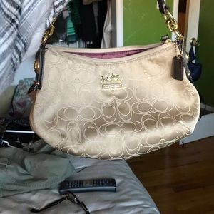 EUC Coach Monogrammed tan shoulder bag