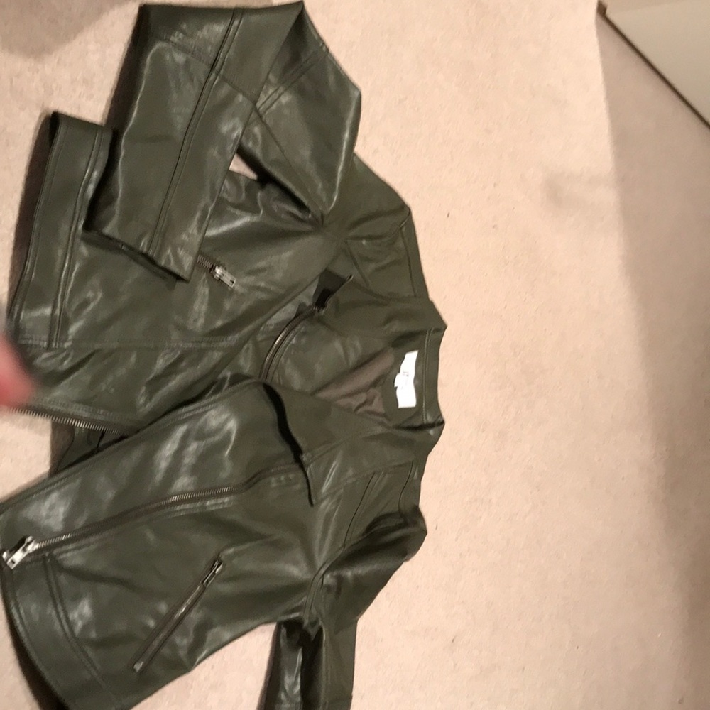 Faux leather green jacket