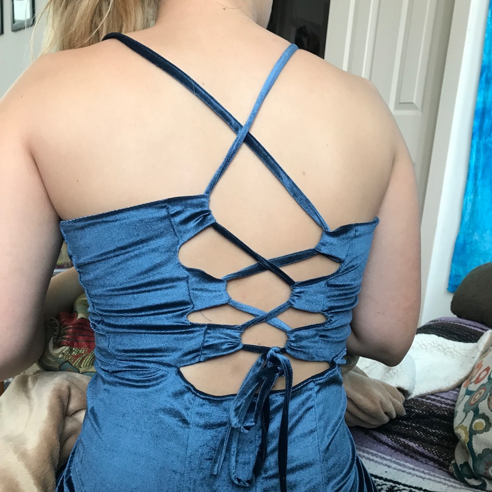 Blue velvet dress