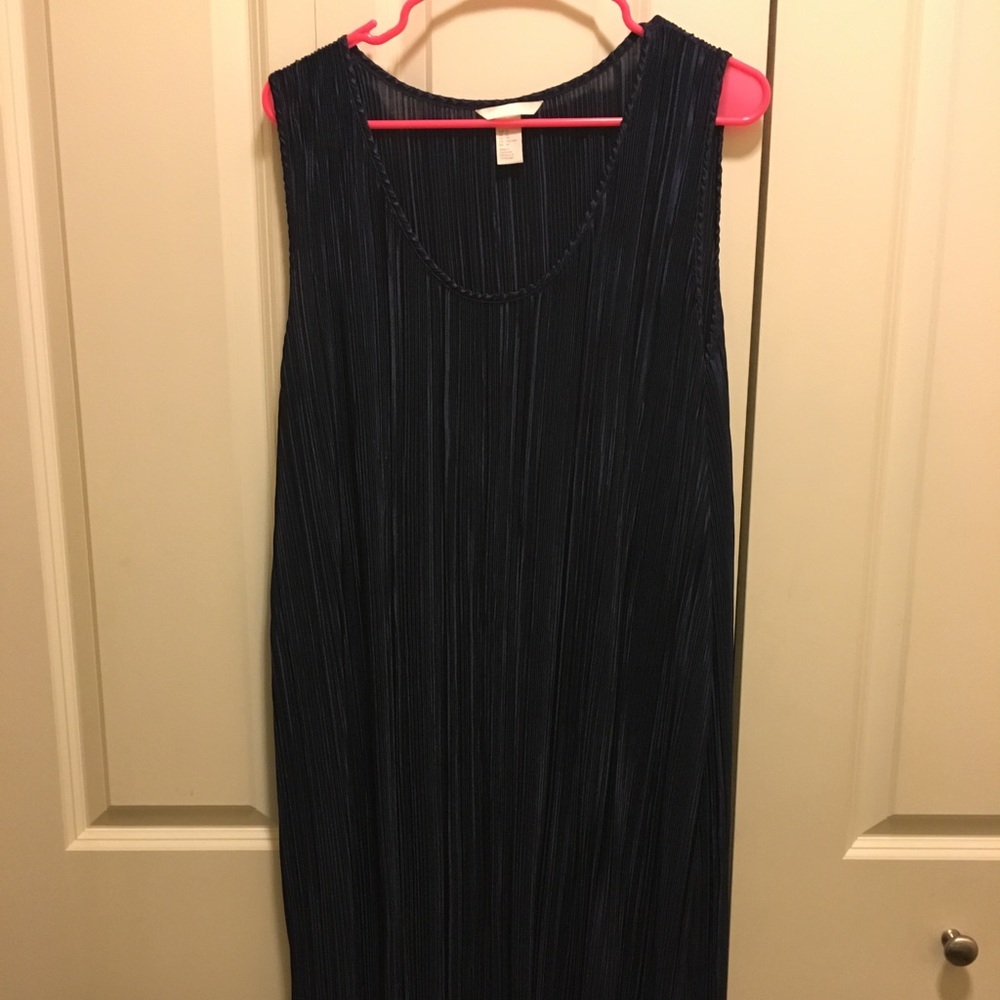 NWOT H&M Silky Ribbed Navy Dress