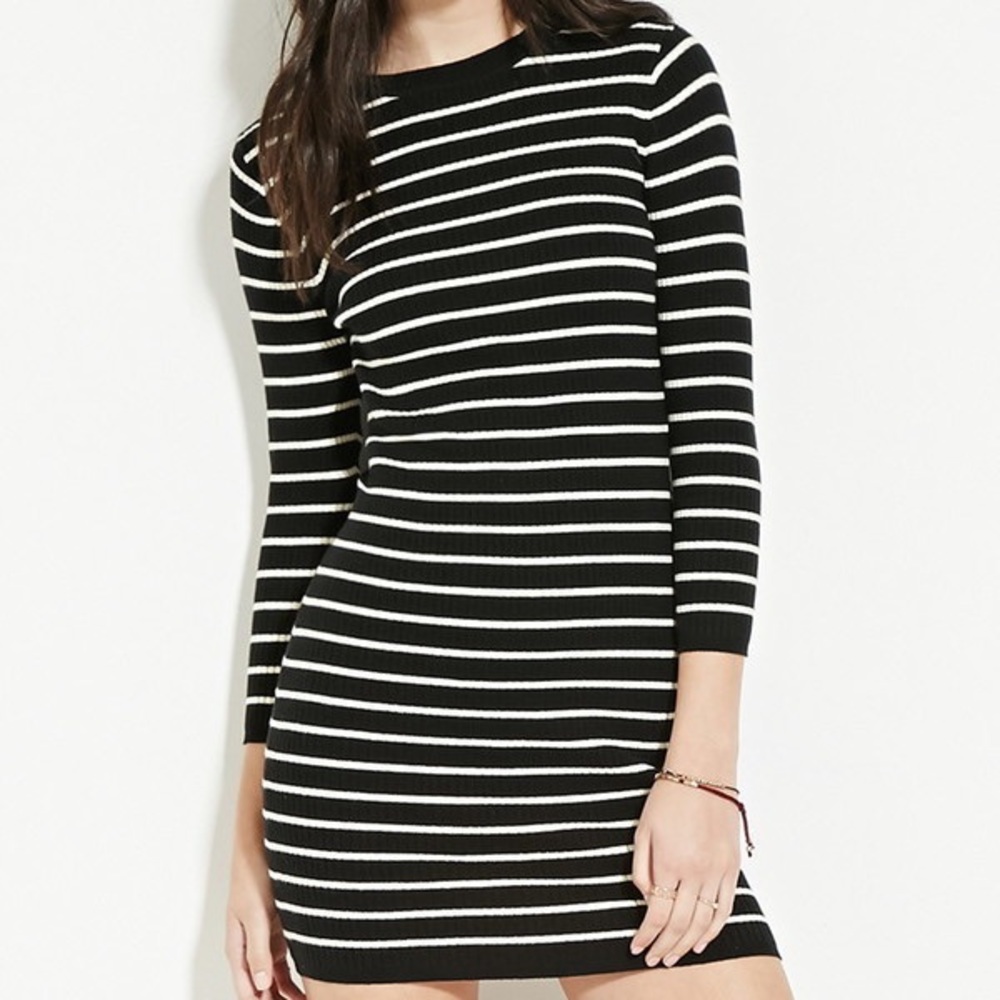 Forever 21 black and white striped sweater dress