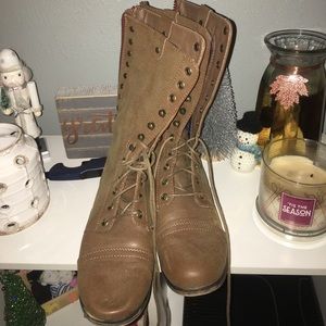 Brown with red blue inside