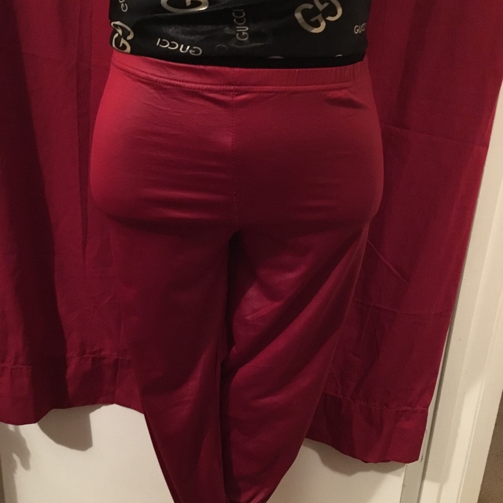 Red Silky fitted leggings