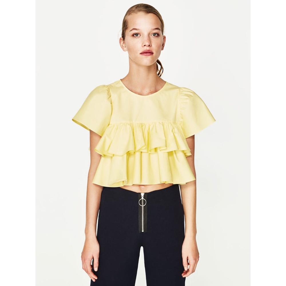 Zara Yellow Ruffle Top