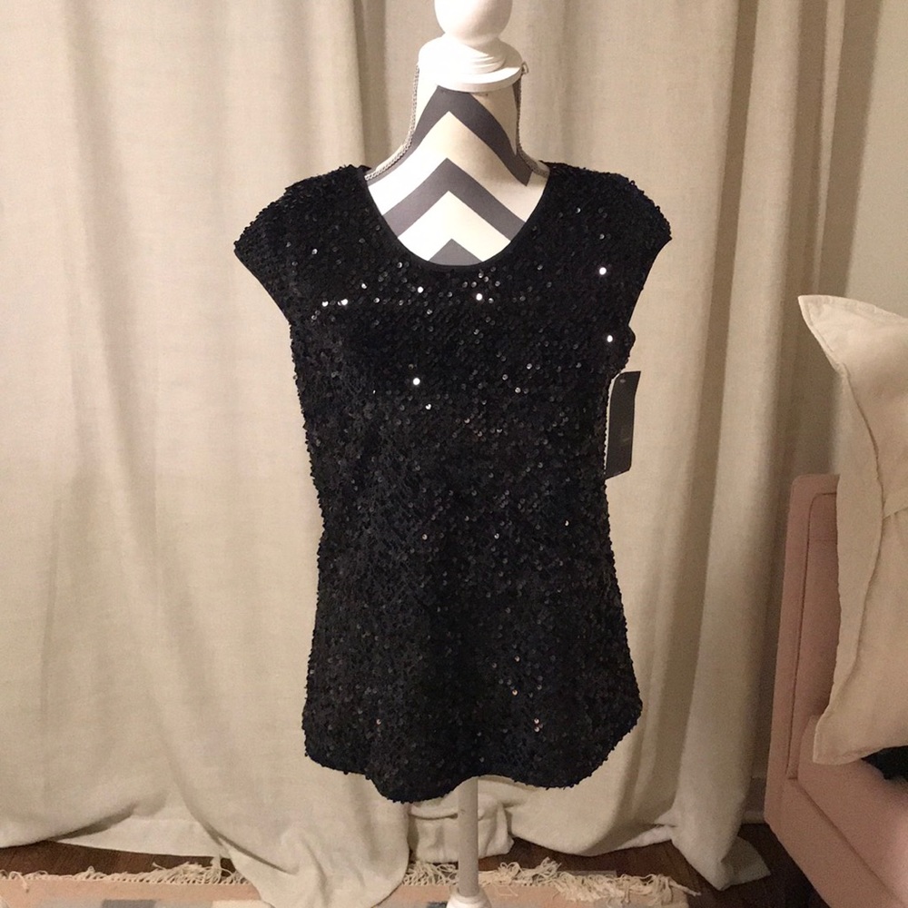 NWT black sequin top!