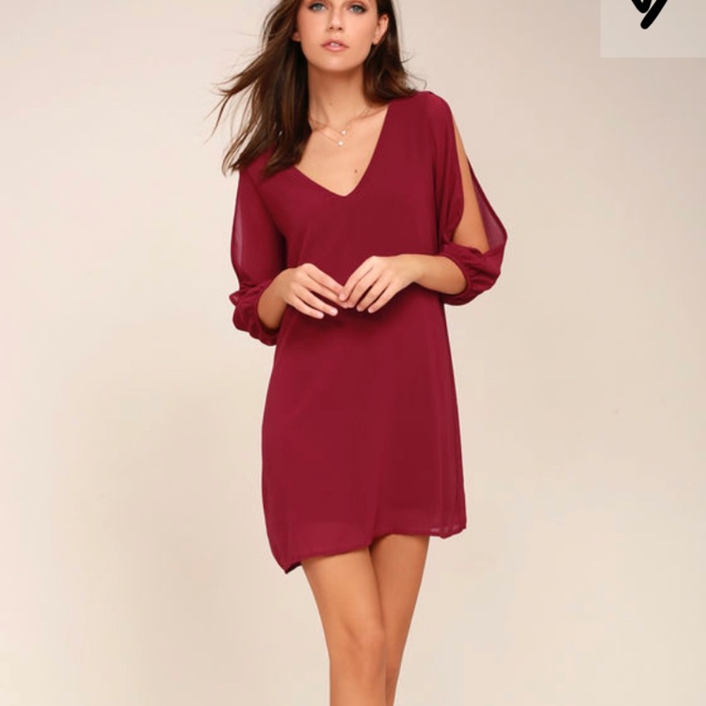 Brand New w/ Tags LuLu's Wine Colored Shift Dress