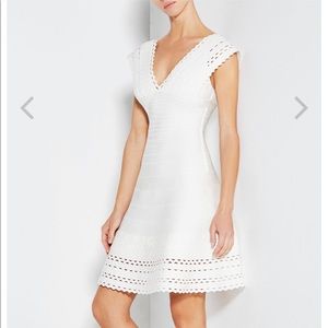 Herve Leger White Karolina Bandage Dress