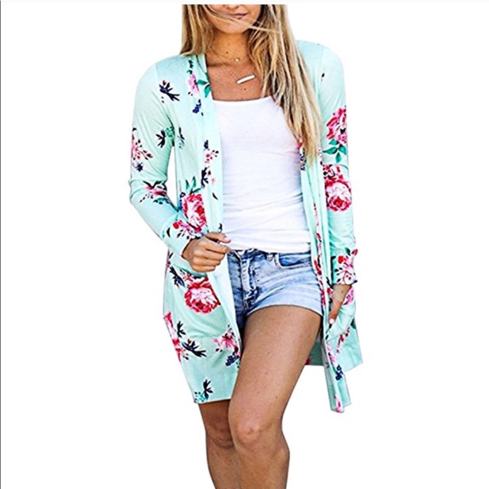 New Long Floral Kimono Cardigan