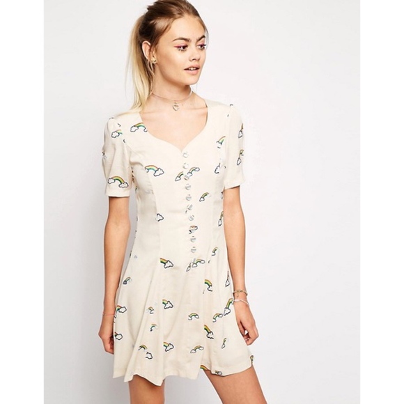 ASOS Dresses & Skirts - ASOS Nishe Rainbow Embroidered Skater Dress