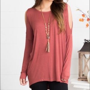 SOLD | Burnt orange cold shoulder top