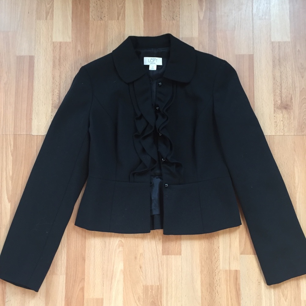 Ann Taylor Black Ruffle Blazer
