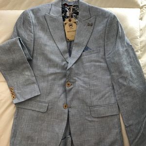 Rob Tomson Blue Linen Peak Blazer