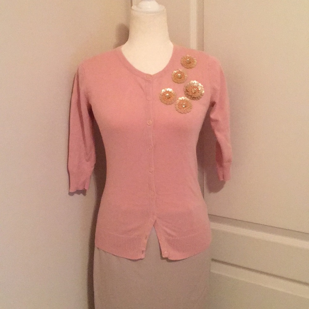 Merona Embellished Button Up 3/4 Sleeve Cardigan