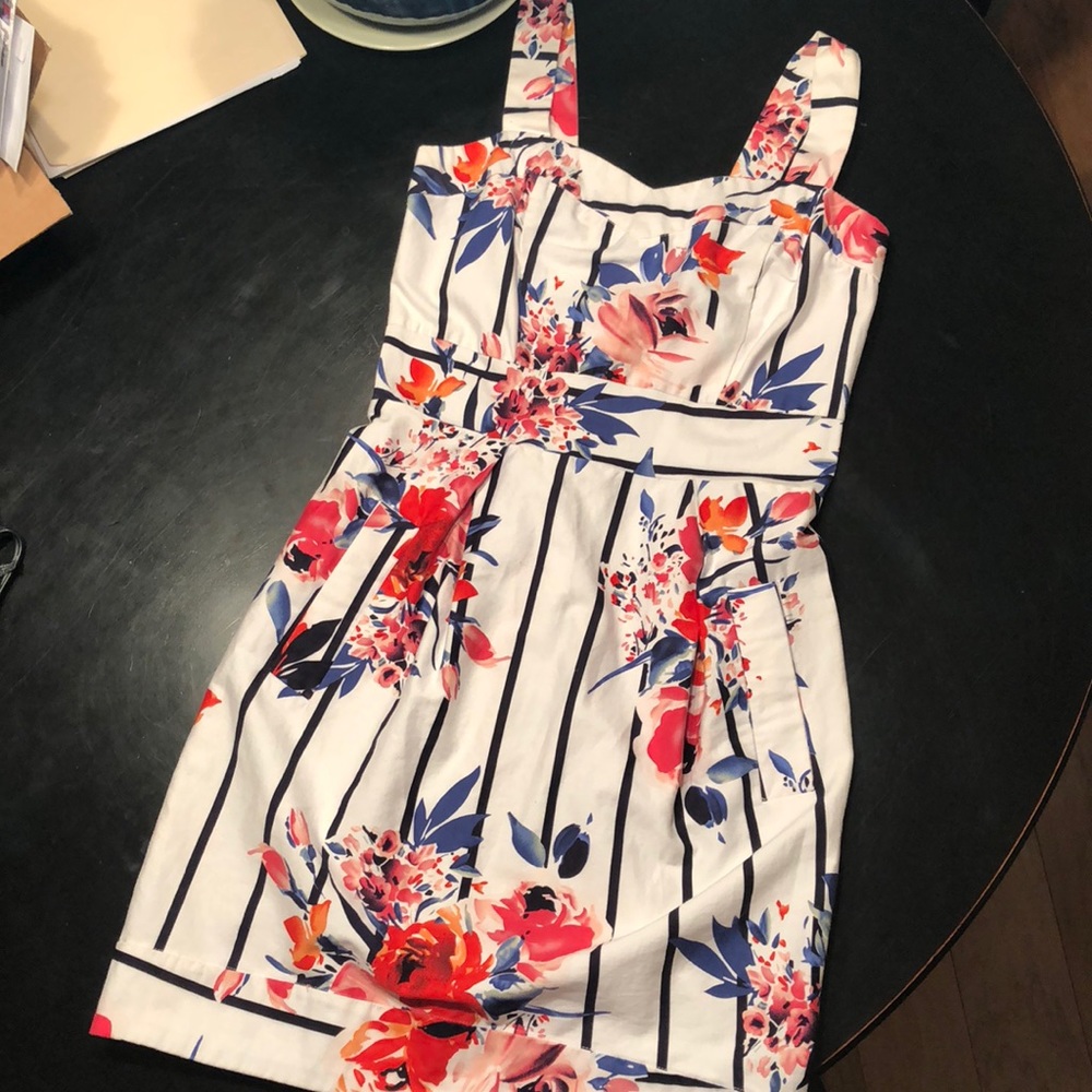 Floral and stripped dress.