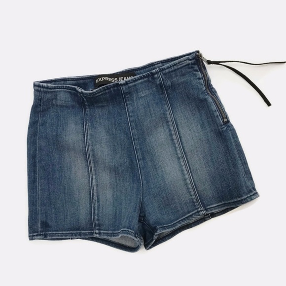 Express Jeans High Rise Stretch Pin-Up Shorts - Picture 1 of 5