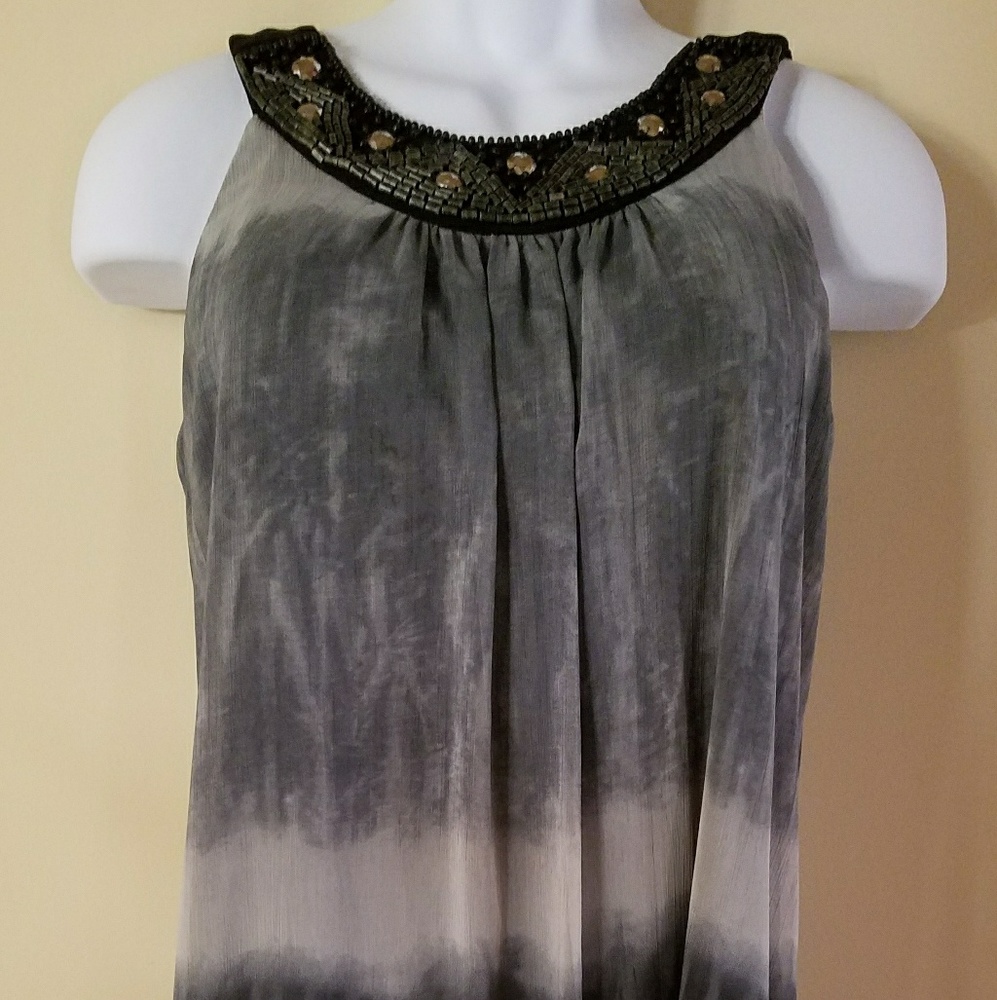 Another Thyme Dress Black, Gray & Beaded Accents