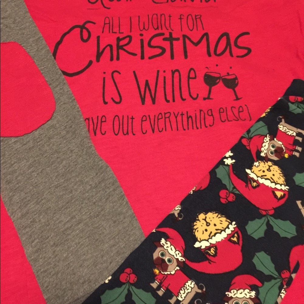 Christmas outfit 2 pairs leggings and top