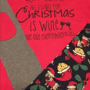 Christmas outfit 2 pairs leggings and top