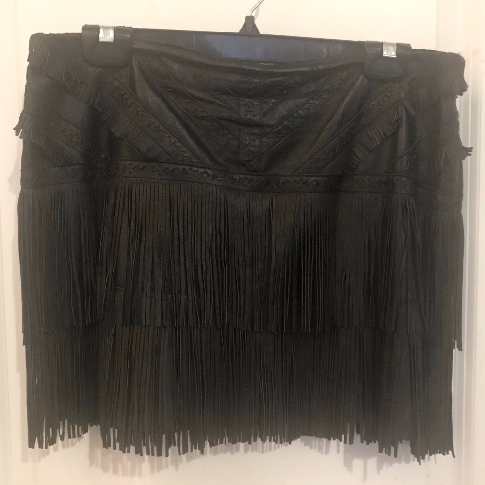 Parker Leather Fringe mini skirt