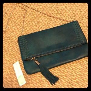 Palermo Stich Detail Green foldover Clutch