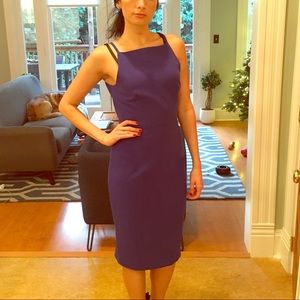 Blue square neck midi dress
