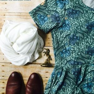 NWT LuLaRoe Amelia Dress L Teal Floral