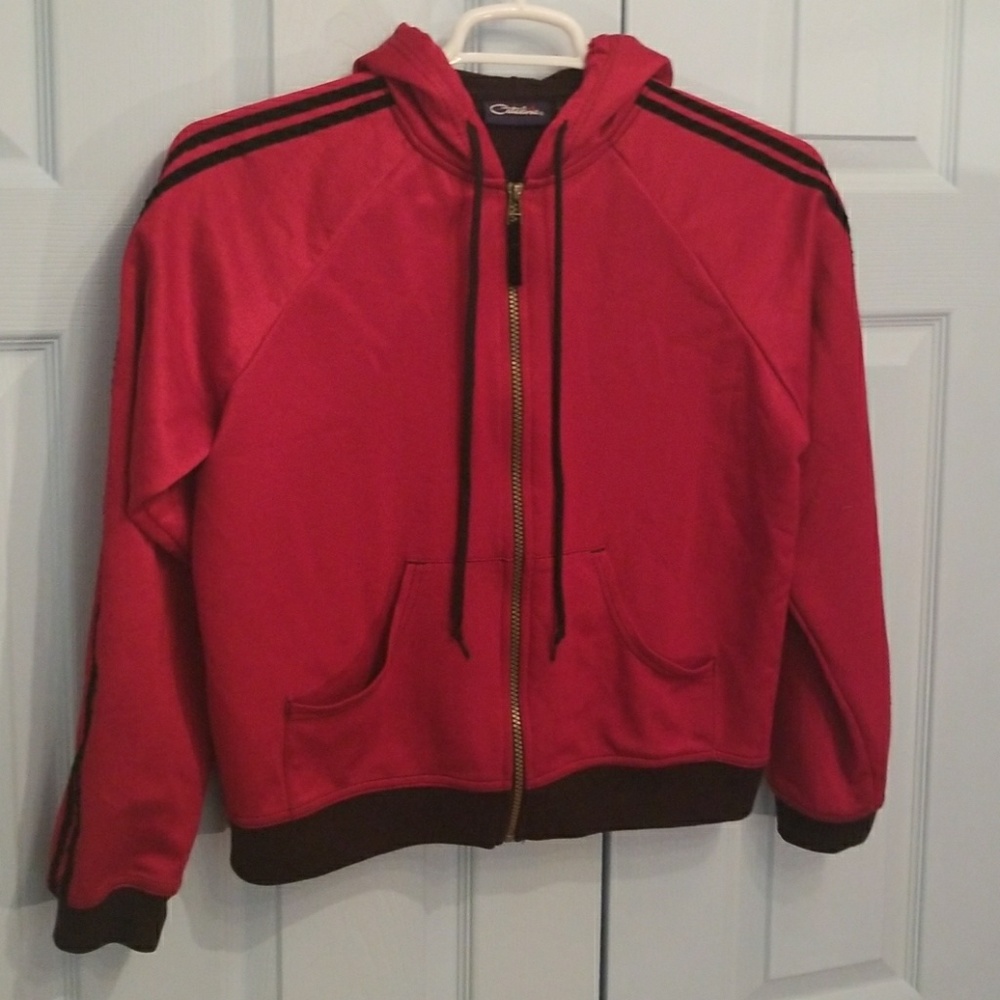 Red and black striped track jacket