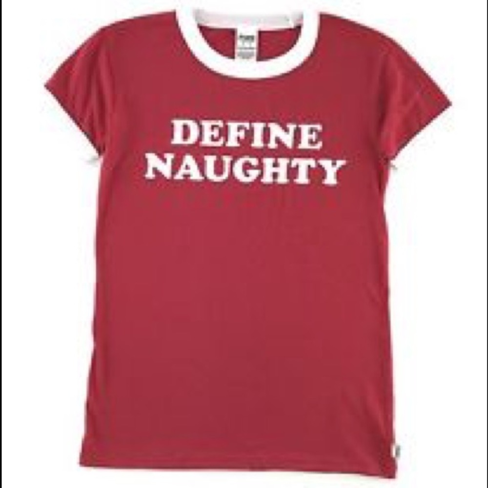 PINK by VS “Define Naughty” Christmas Tee in EUC