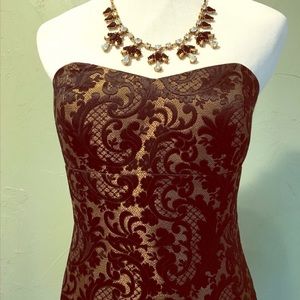 Ann Taylor Strapless Brocade Cocktail Dress