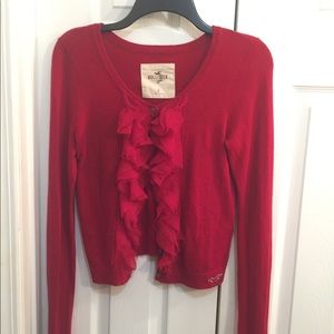 Hollister Solid Red Cardigan