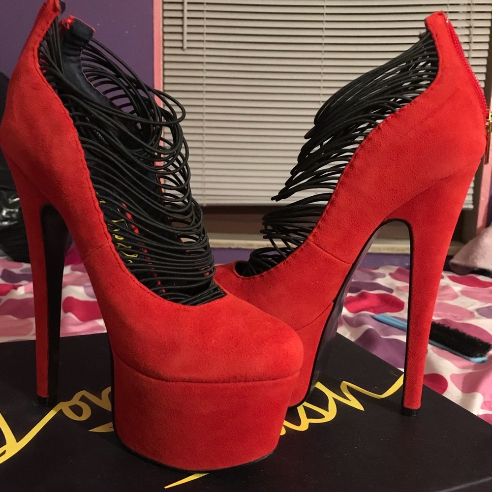 MUST HAVE! Red Suede Pumps; Brand new, never worn.