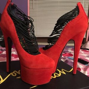 MUST HAVE! Red Suede Pumps; Brand new, never worn.