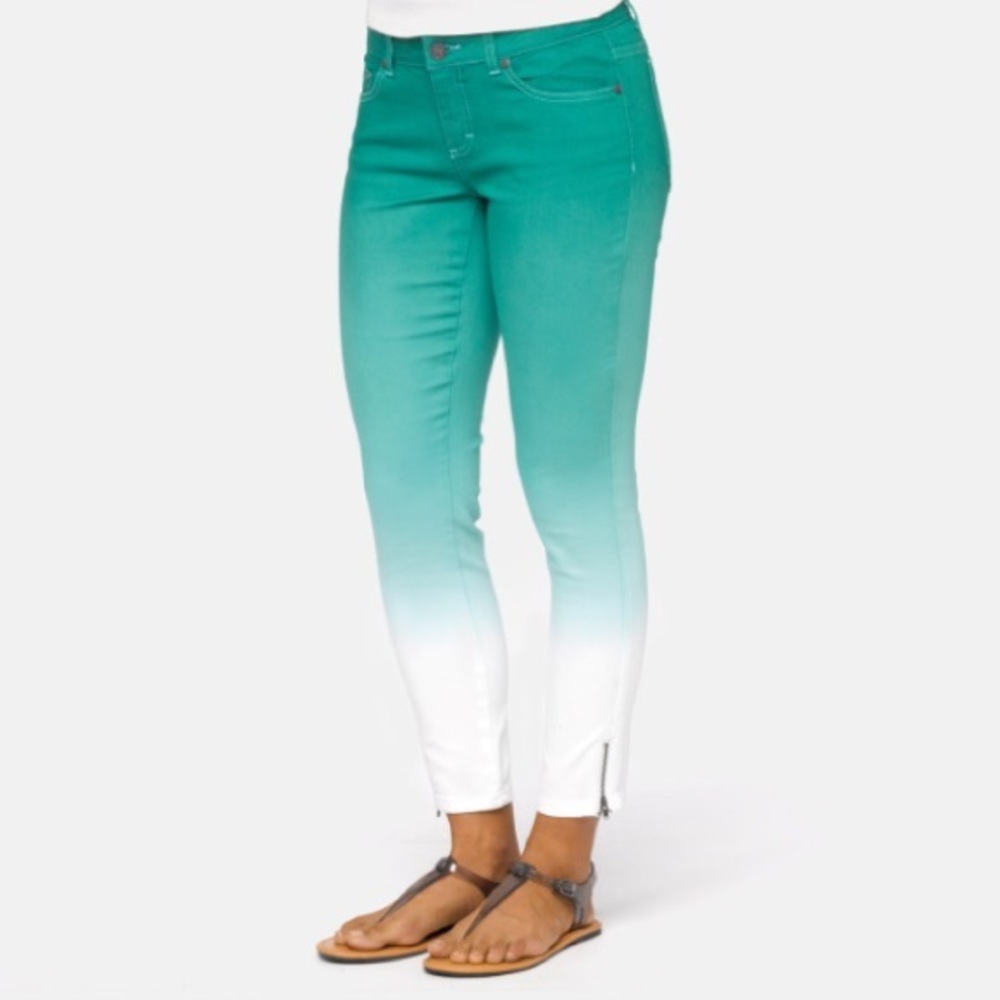 Prana cropped ombré jeans - teal, Size 4
