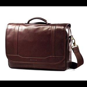 Samsonite leather briefcase messenger EUC brown