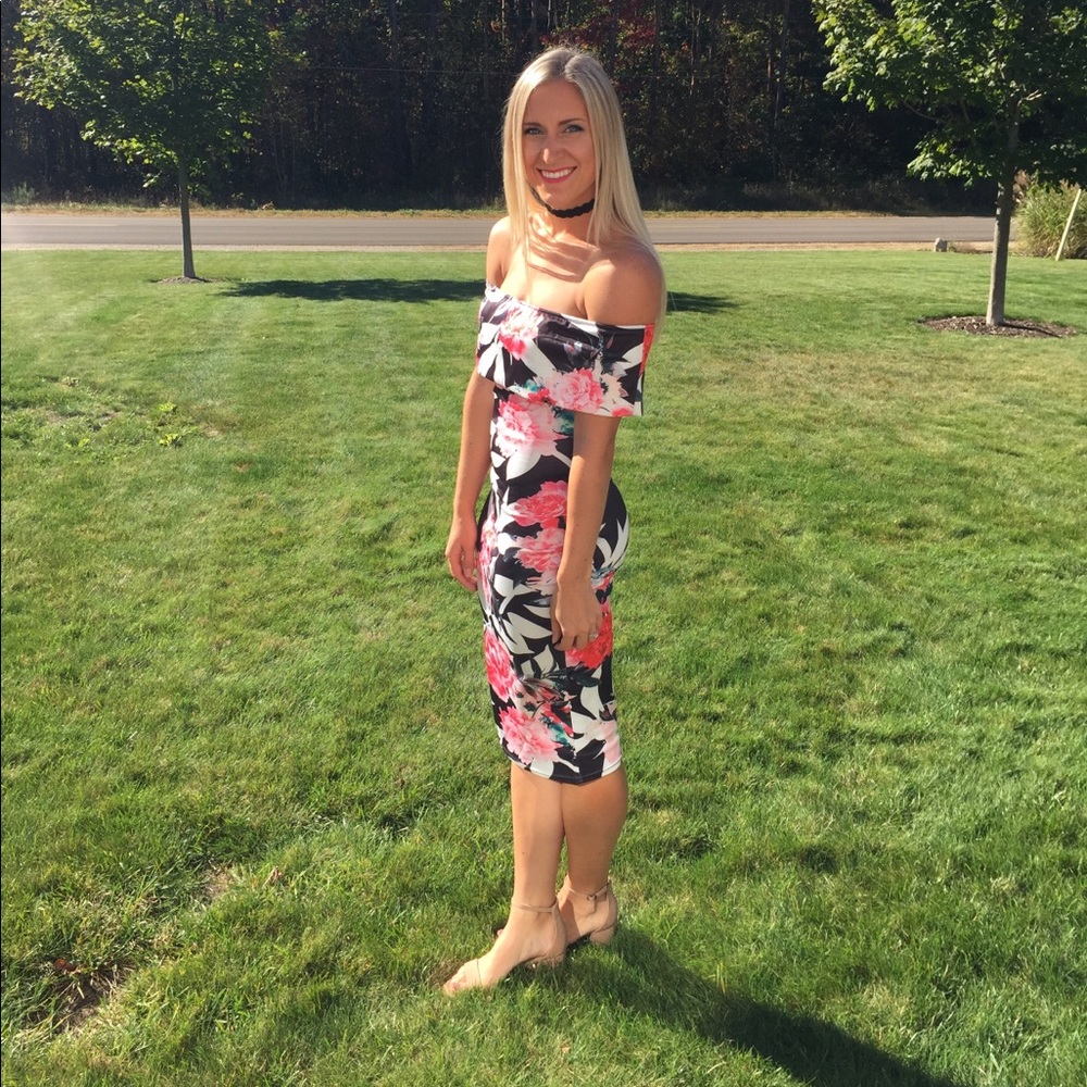 Off the shoulder midi dress (size medium)