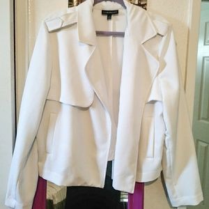 White crepe moto jacket