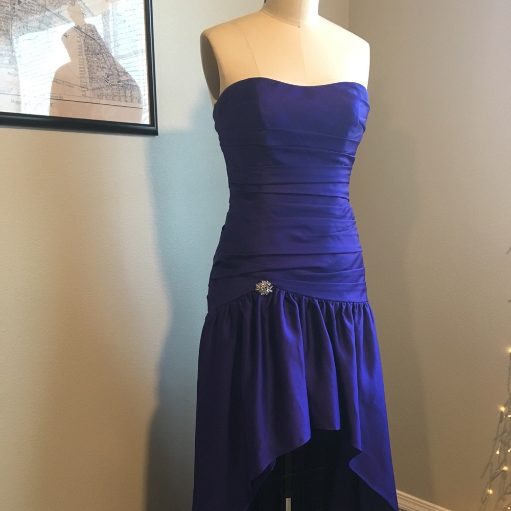 Violet Satin High-Low Ball Gown