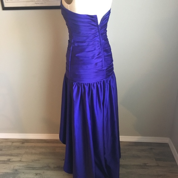 Violet Satin High-Low Ball Gown - Picture 4 of 5