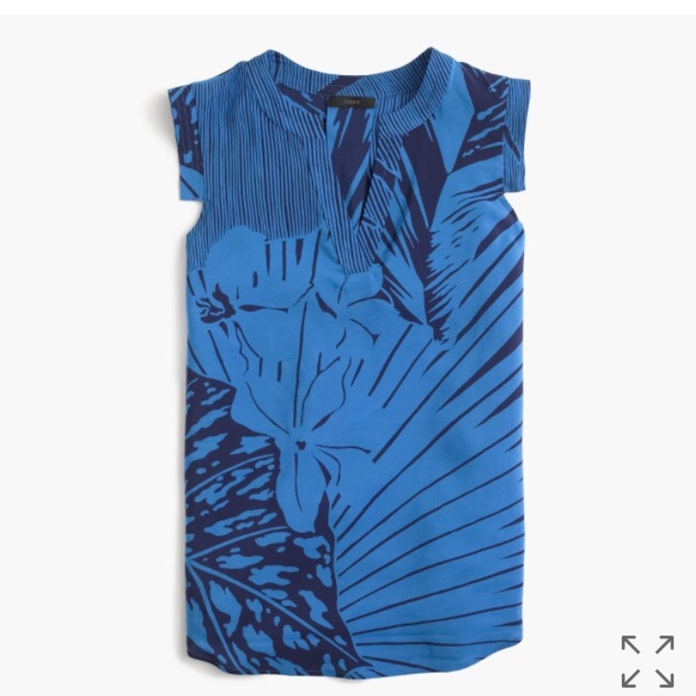 Jcrew 100% Silk Palm Print Blouse